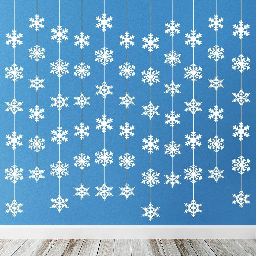 12 Strings Snowflake Hanging Decorations Frozen Birthday Party Supplies Winter W